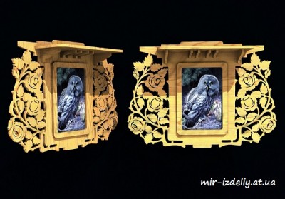 Фоторамка с полочкой в розах из фанеры