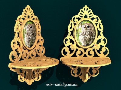 Полочка настенная с круглой фотографией из фанеры