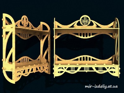 Полочка на два яруса книжная волна из фанеры