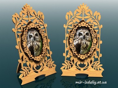 Фоторамка настольная Ветка рябины из фанеры