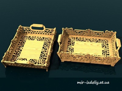 Поднос резной узор из фанеры