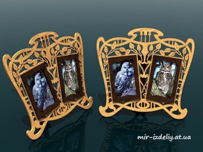 Фоторамка на две фотографии с витым узором из фанеры