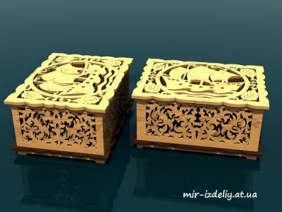 Шкатулка Парусник из фанеры