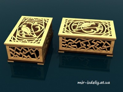 Шкатулка с птицей на ветке из фанеры