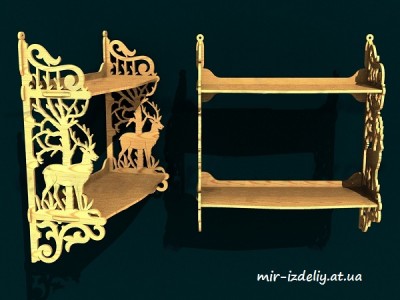 Полочка на два яруса с оленем из фанеры