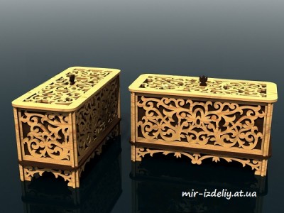 Шкатулка высокий резной узор из фанеры
