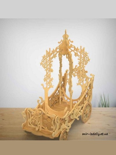 Оригинальная корзинка на колесах из фанеры