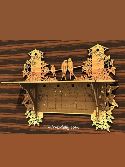 №4048 - Вешалка большая с птицами из фанеры