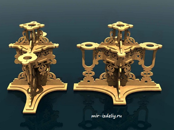 Подсвечник широкий на три свечи из фанеры