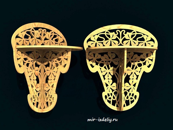 Полочка Витой трилистник из фанеры