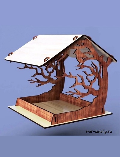 чертеж кормушки для птиц для выпиливания