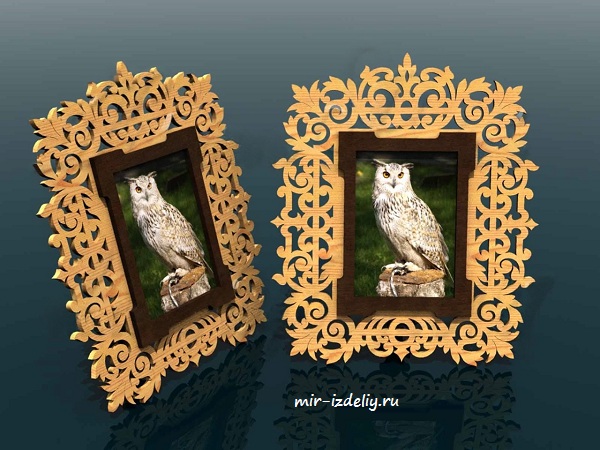 Фоторамка настольная клиновидный узор из фанеры