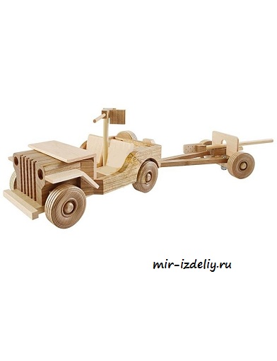 чертеж джипа с пушкой для выпиливания лобзиком