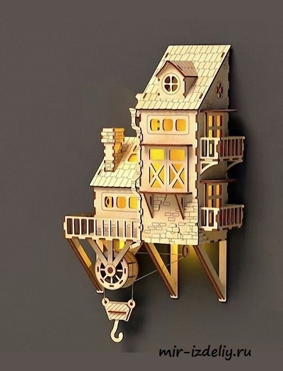 чертеж подвесного домика с лебедкой для выпиливания лобзиком