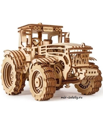 Чертеж: Трактор от UGEARS из фанеры для выпиливания лобзиком