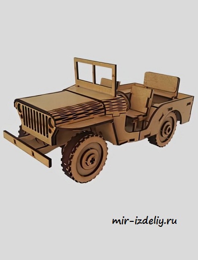 Чертеж: Автомобиль jeep willys из фанеры для выпиливания лобзиком