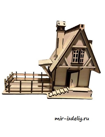 чертеж домиика с изгородью для выпиливания