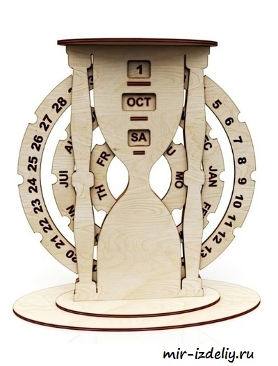 чертеж календаря песочных часов для выпиливаниия лобзиком