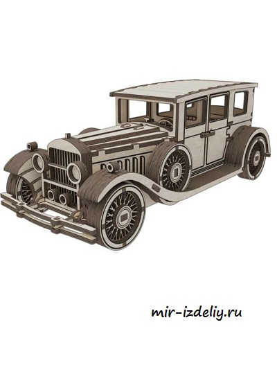 чертеж ретро автомобиля джип для выпиливания лобзиком