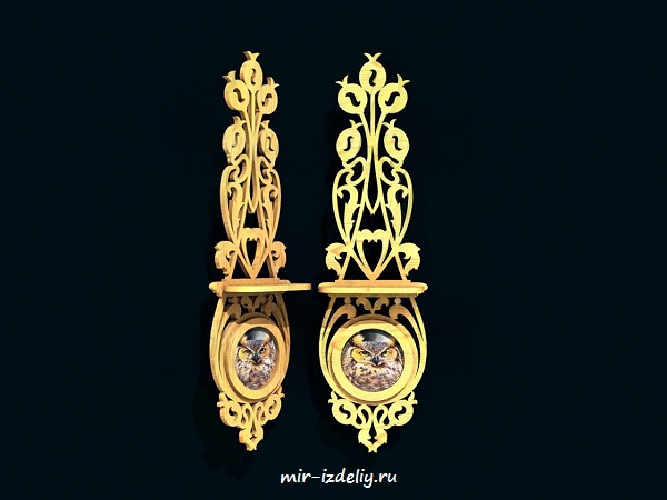 Полочка узкая с круглым фото внизу из фанеры