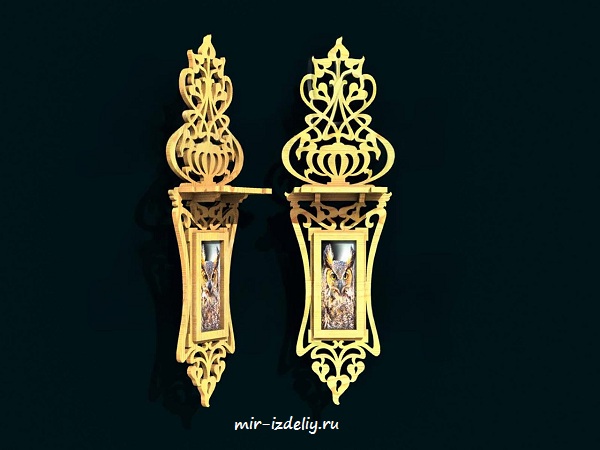 Полочка узкая с квадратной фото из фанеры