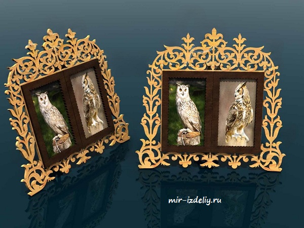 Фоторамка настольная вензеля на два фото из фанеры