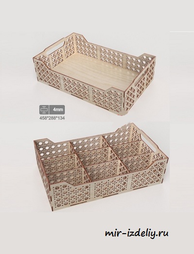 чертеж корзинки органайзера для выпиливания лобзком