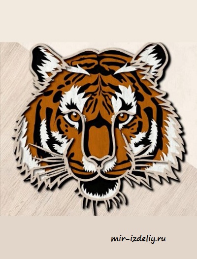 чертеж панно тигра для выпиливания лобзиком