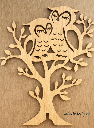 чертеж панно две совы для выпиливания лобзиком
