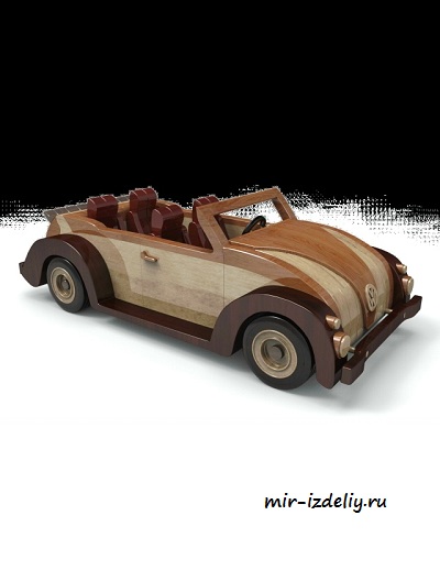 Чертеж: Кабриолет Lloyds VW Beetle из фанеры для выпиливания лобзиком