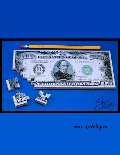 Чертеж: Пазл за 10 000 долларов из фанеры для выпиливания лобзиком