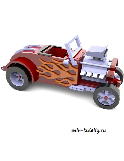Чертеж: Автомобиль FORD 1931 ROADSTER из фанеры для выпиливания лобзиком