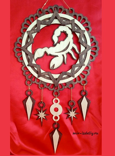 Чертеж: Панно скорпиона с подвесками из фанеры