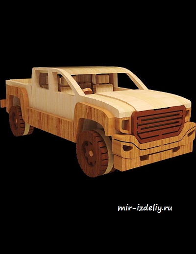 Чертеж: Просто пикап из фанеры для выпиливания лобзиком