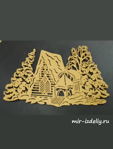 чертеж панно зимы для выпиливания лобзиком