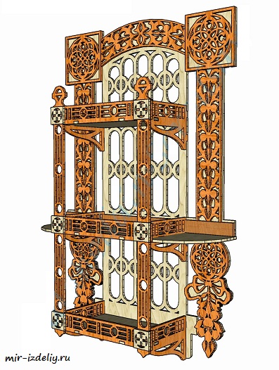 Чертеж: Полочка помпезная на три яруса из фанеры