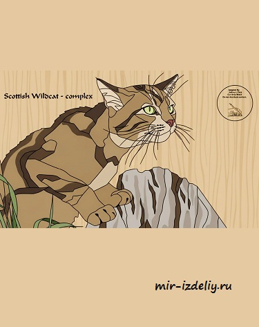 Чертеж: Дикий кот интарсия для выпиливания лобзиком