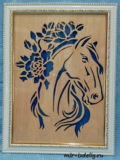 чертеж панно с лошадью для выпиливания лобзиком