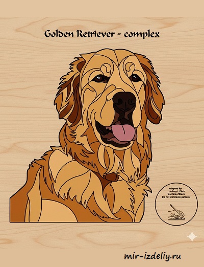 Чертеж: Собака интарсия для выпиливания лобзиком