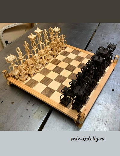 Чертеж: Шахматы изящные из фанеры для выпиливания лобзиком