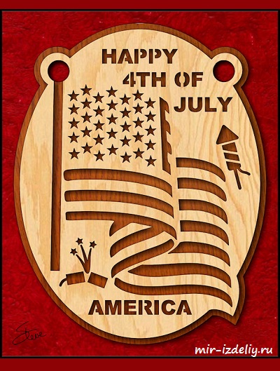 Чертеж: Панно к 4 июля из фанеры для выпиливания лобзиком