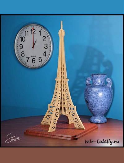 Чертеж: 3D-Эйфелева башня из фанеры для выпиливания лобзиком