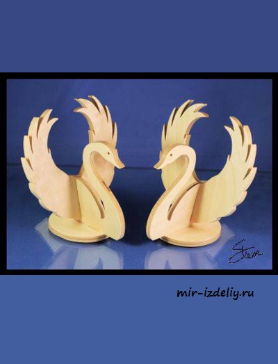 Чертеж: 3D-лебедь из фанеры для выпиливания лобзиком