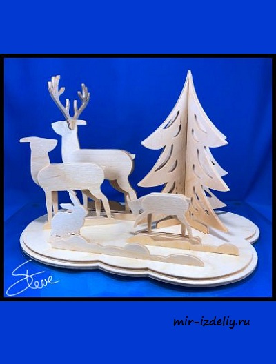 чертеж оленя для выпиливания лобзиком