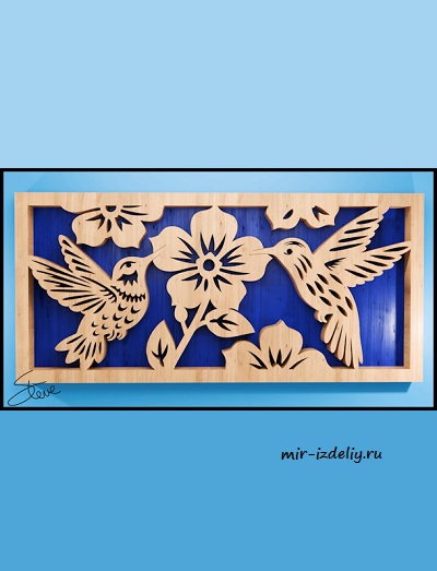 Чертеж: Изображение колибри (15 дюймов) из фанеры для выпиливания лобзиком