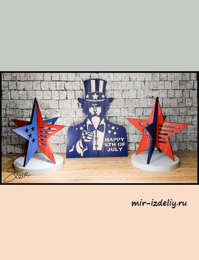 Чертеж: Украшения к 4 июля из фанеры для выпиливания лобзиком