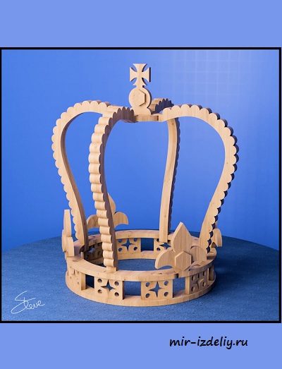 Чертеж: Корона королевы из фанеры для выпиливания лобзиком