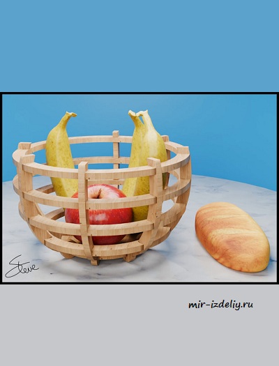 Чертеж: 8-дюймовая корзина / чаша из фанеры для выпиливания лобзиком