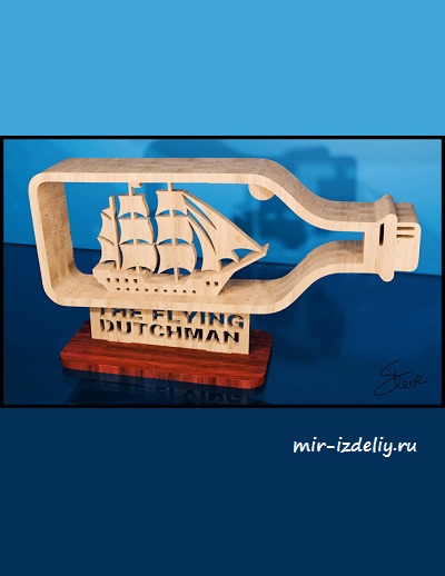 чертеж корабль в бутылке для выпиливания лобзиком