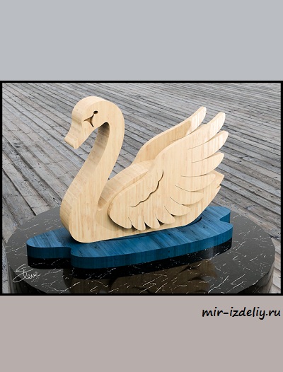 Чертеж: 3D-лебедь красивый из дерева для выпиливания лобзиком